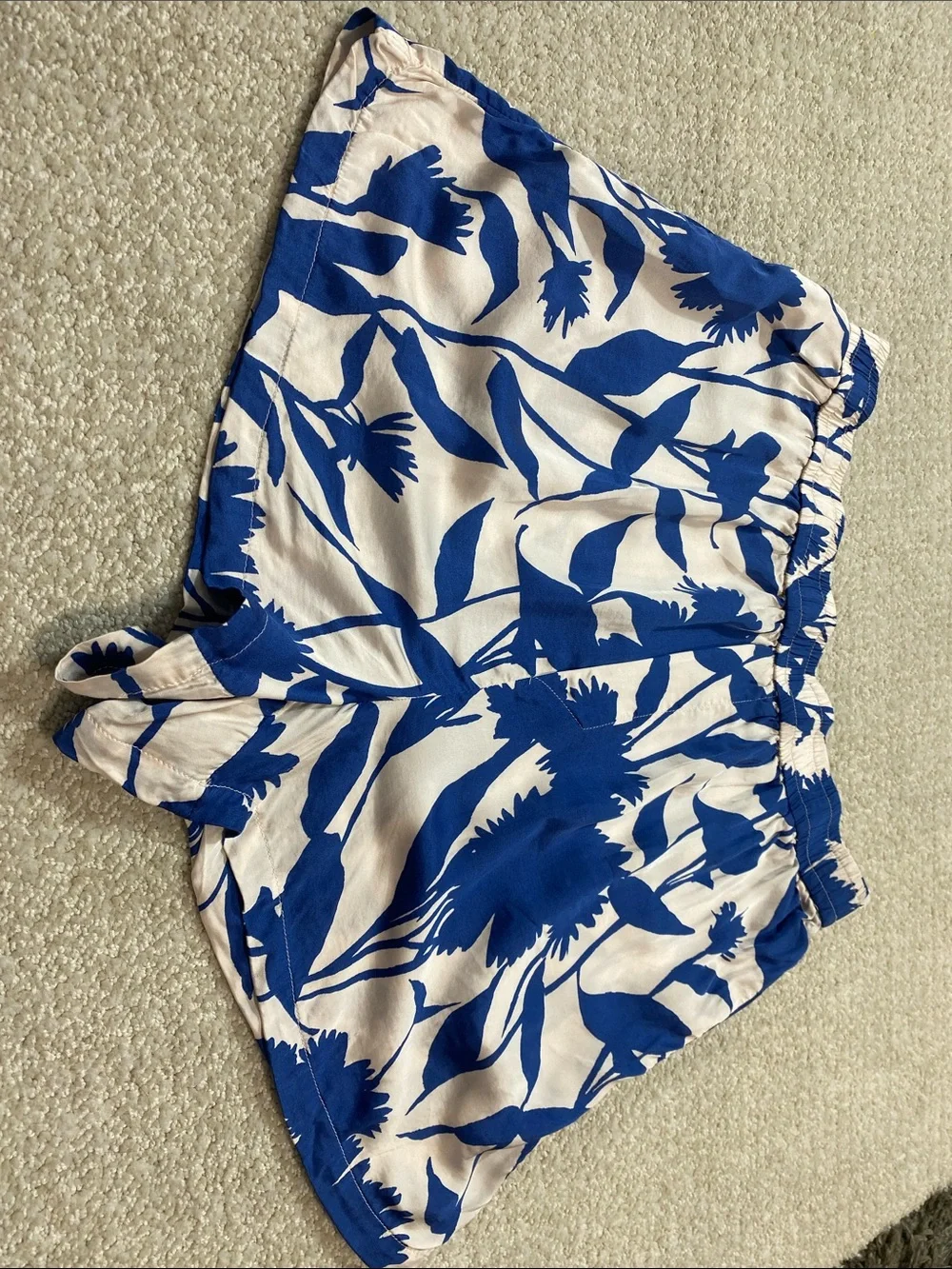 Anthropologie Blue Floral High-Waist Shorts Size L 100% Viscose